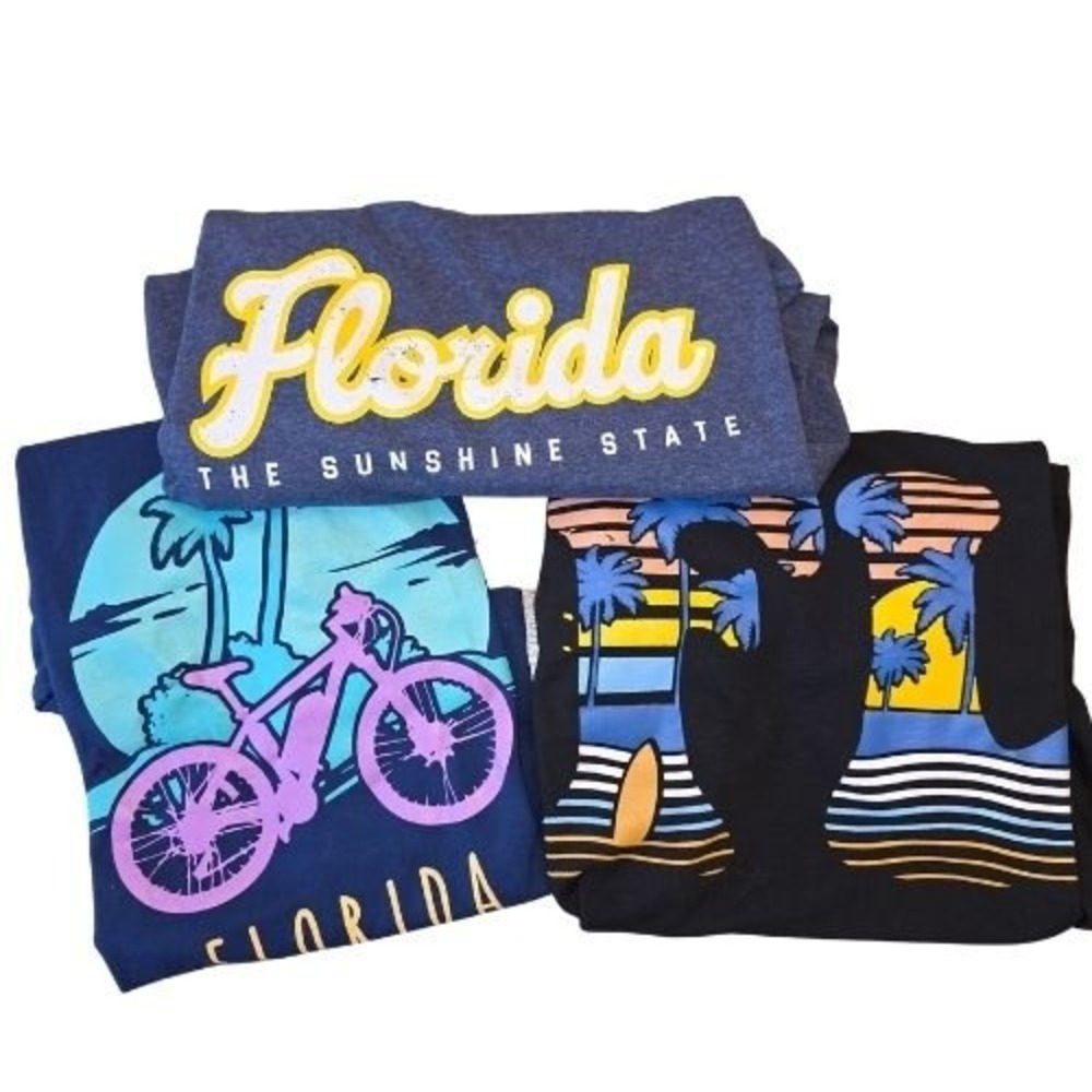 3 pc Florida Graphic Tee Bundle Womens Small State and Local Long Short Sleeve